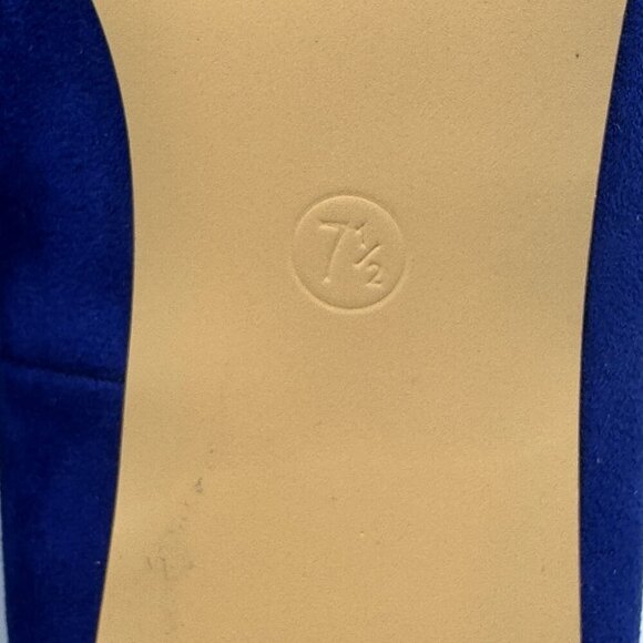 Journee Collection Marek Blue Heels Size 7.5 Pointed Toe Kitten Pumps Slip Ons - Picture 6 of 10